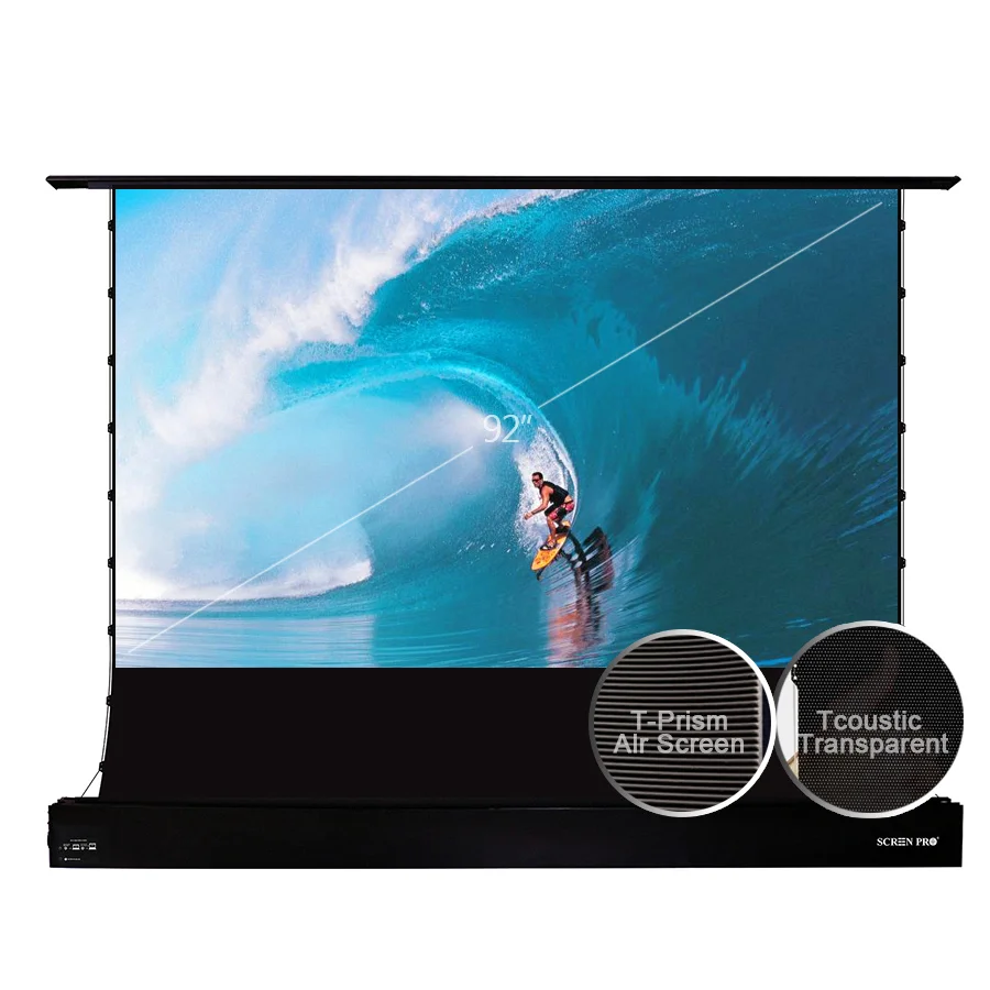 

SCREEN PRO 92 inch Sound Acoustically Transparent Floor Rising Screen 4k Laser TV portable ALR Movie Theater projector screen