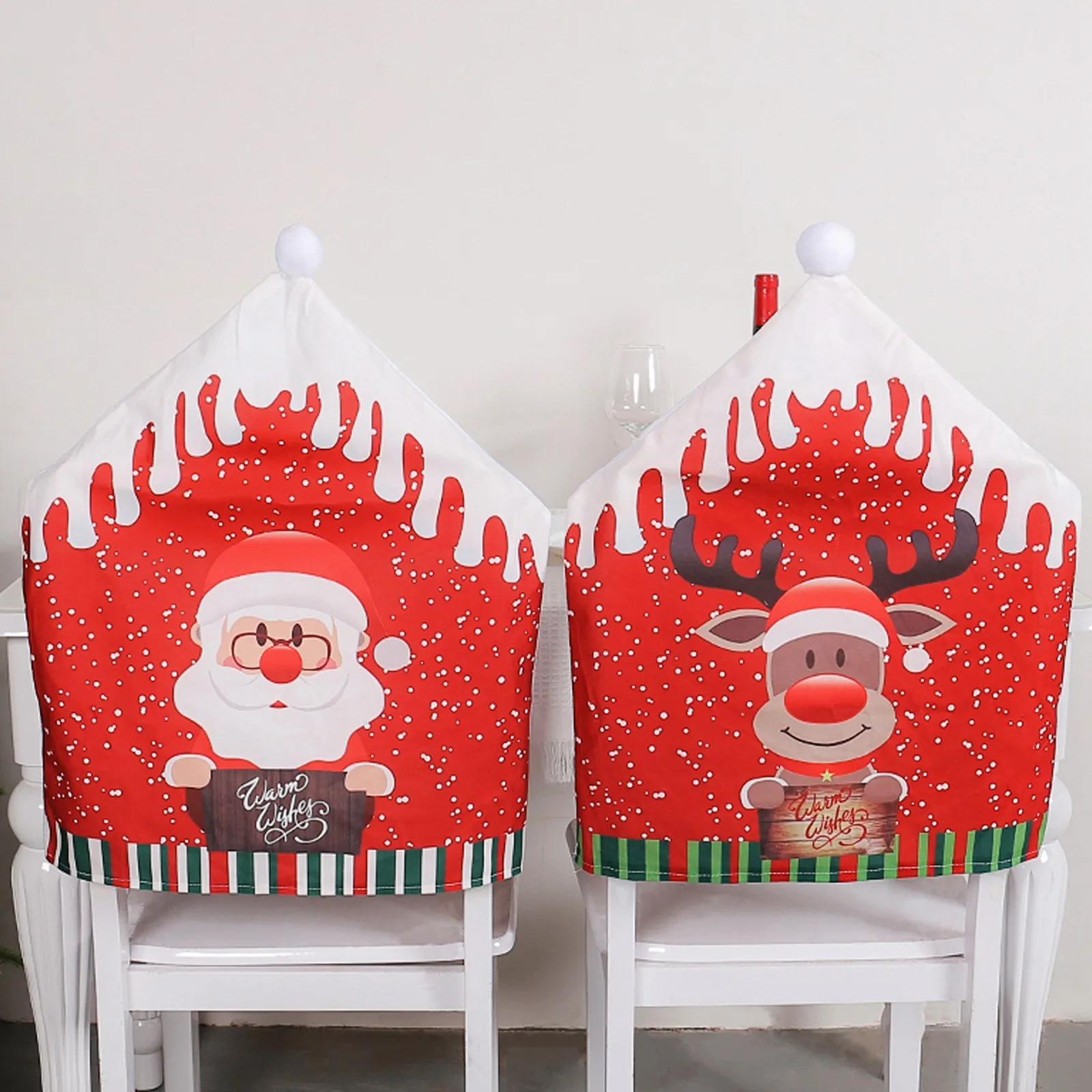 

2023 Santa Chair Cover Cloth Printed Snowman Cute Chair Cover Restaurant Bar Party Decoration Christmas Decoration