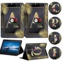 for lenovo tab m7m8m10 fhd plus golden pattern tablet case lenovo tab e10tab m10 high quality leather stand cover stylus