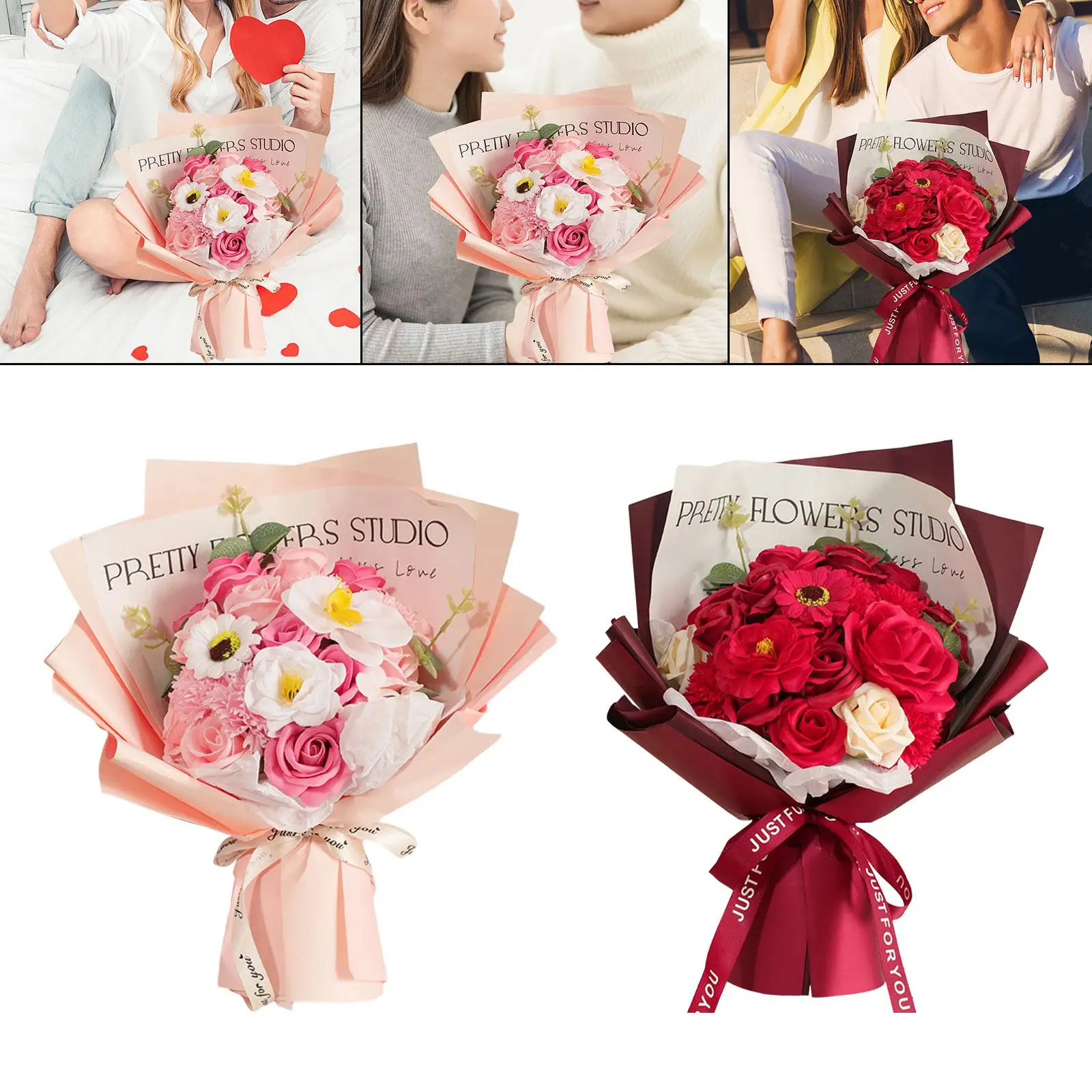 Букет цветов на День святого Валентина подарки для нее центральные части мыло