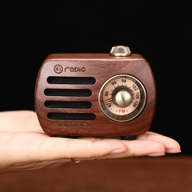 Mini Vintage Retro Wood FM SD MP3 Bluetooth Transistor Rechargeable Radio with Speaker R818(Walnut Wood) | Электроника