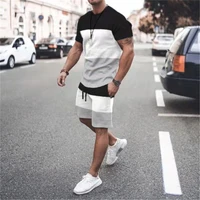 new fashion mens tracksuit 2 piece set summer solid color pour milk suit short sleeve shirt and shorts oversized man clothing