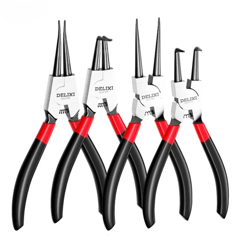 

4 шт., 5-дюймовые плоскогубцы для стопорных колец, плоскогубцы с игольчатыми носами, плоскогубцы для стопорных колец для снятия установочного съемника, стопорные кольца, валы