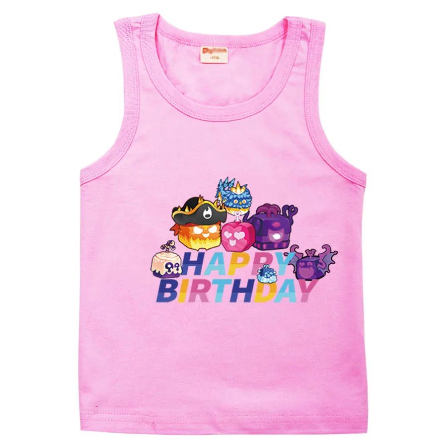 Детская летняя футболка из хлопка и полиэстера с принтом фруктов от игры Blox