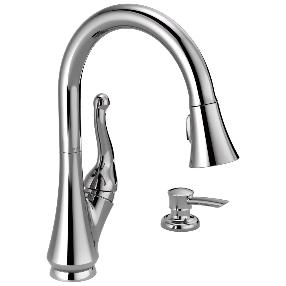 

Talbott Single Handle Pull-Down Kitchen Faucet with Soap Dispenser in Chrome 16968-SD-DST