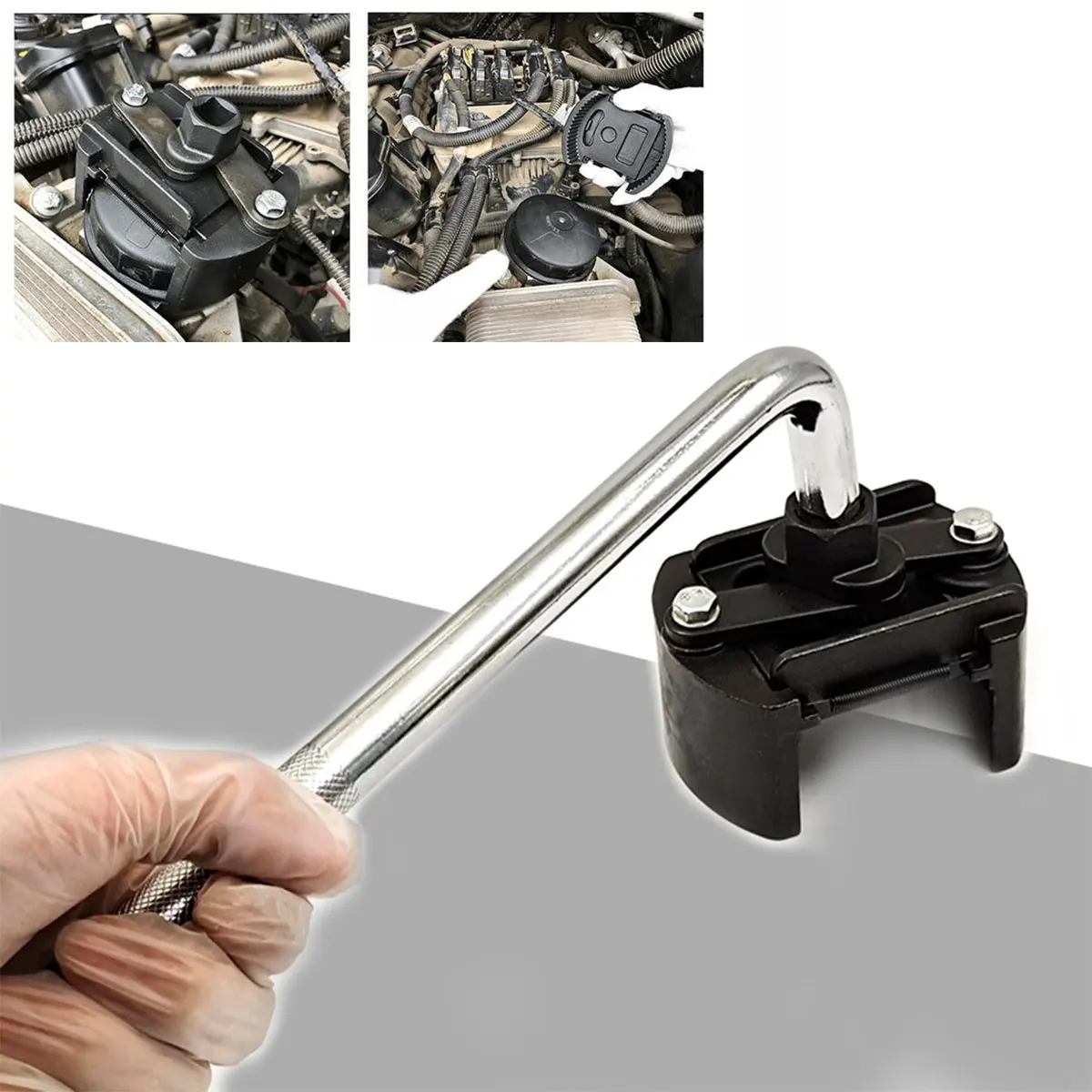 

Adjustable Oil Filter Wrench Filter Housing Removal Tool 60-80mm Premium 1/2inch Drive Oil Filter Kit 2-Jaws Oil tools