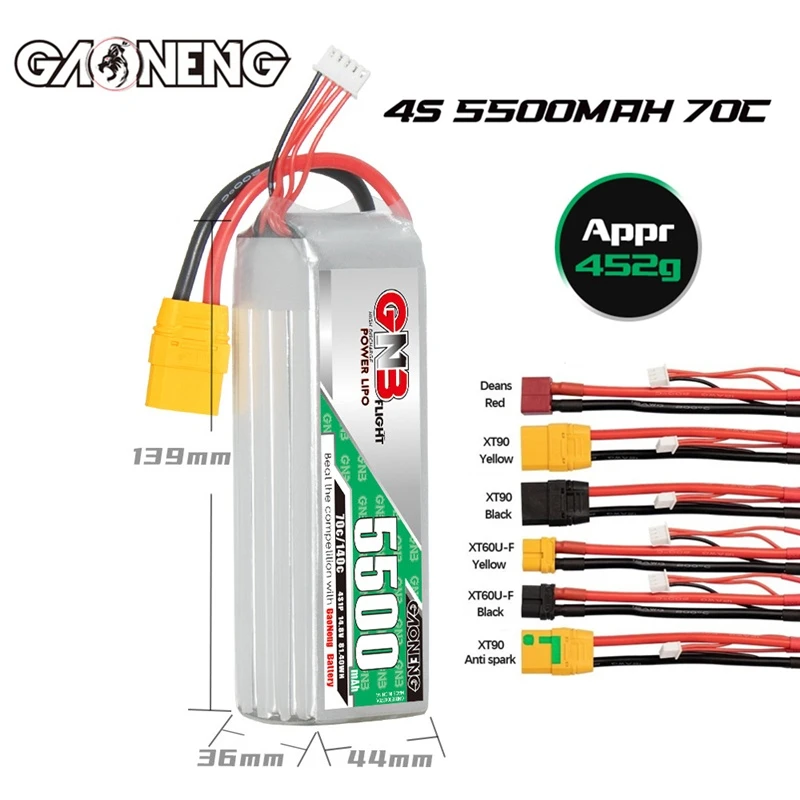 

Оригинальный аккумулятор GNB 4S 14,8 в 5500 мАч 70C Lipo для радиоуправляемой машинки, лодки, FPV, вертолет-Дрон, фотоэлементы, аккумулятор 14,8 в