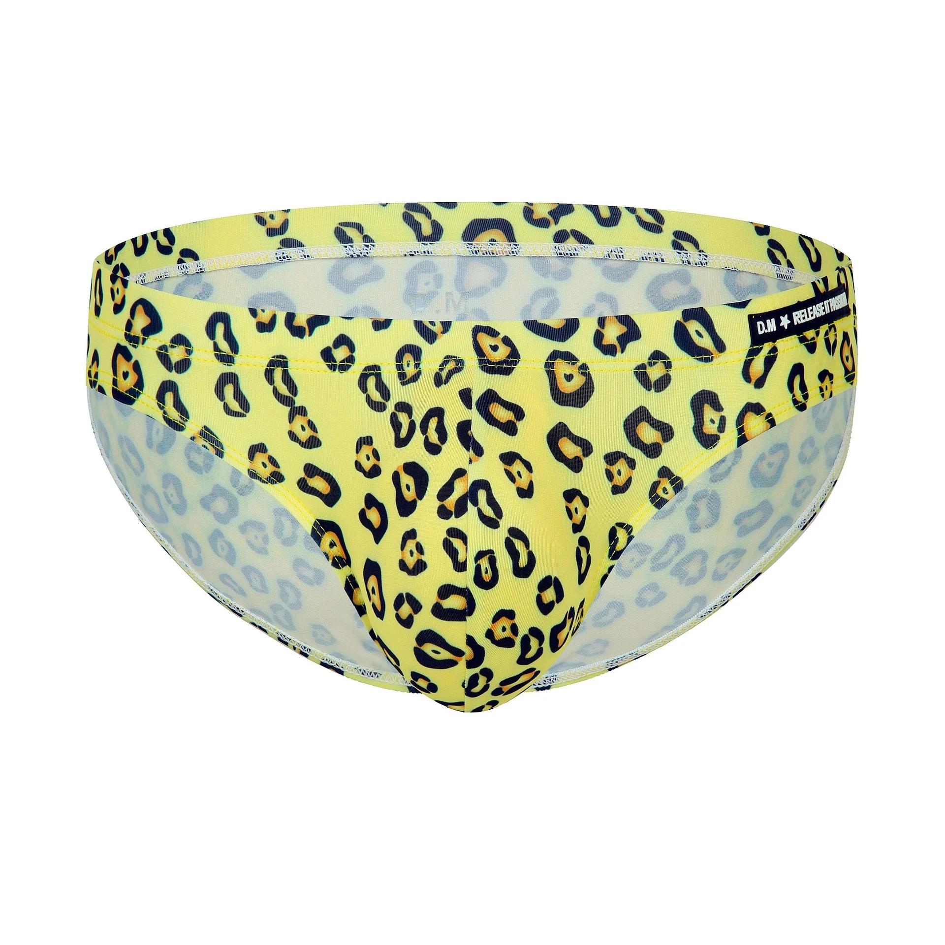 Men's Underwear Low Waist Sexy Briefs Leopard Snake Skin Pattern Underwear U Convex Design Breathable Polyester Under Panties