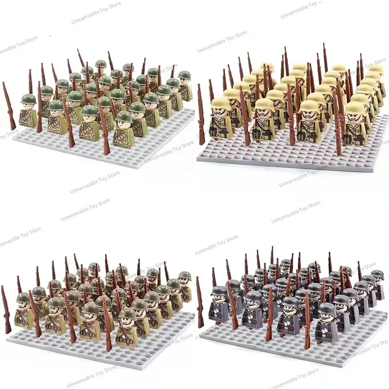 

New 24pcs/lot WW2 Military Soldier Array Soviet US UK China Figures Building Blocks Children Toy War Toys Christmas Gift