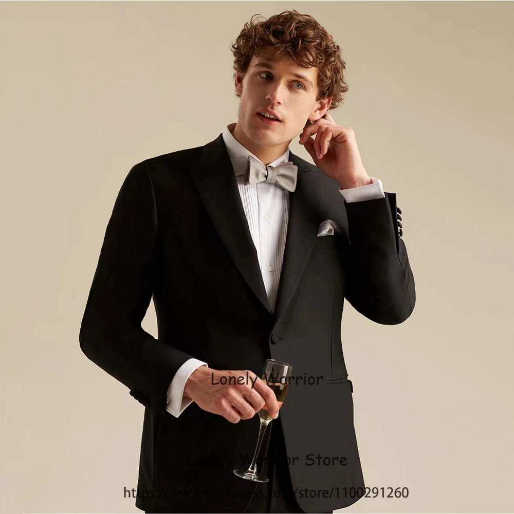 

Классические черные мужские костюмы, приталенный деловой Блейзер, свадебные смокинги для жениха, банкетный комплект из 2 предметов, пиджак и брюки, Terno Masculino