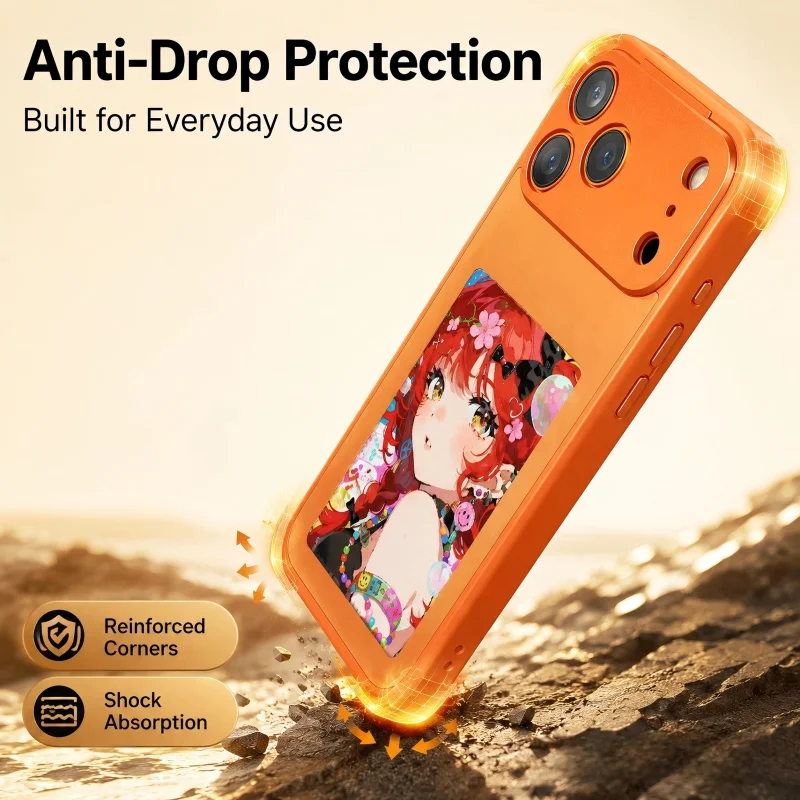 Фото Чехол для iPhone 15 14 17 Pro Max с NFC, пассивным 4-цветным E-Ink дисплеем, возможностью самостоятельной настройки фото и изображения, смена изображения одним нажатием. №5