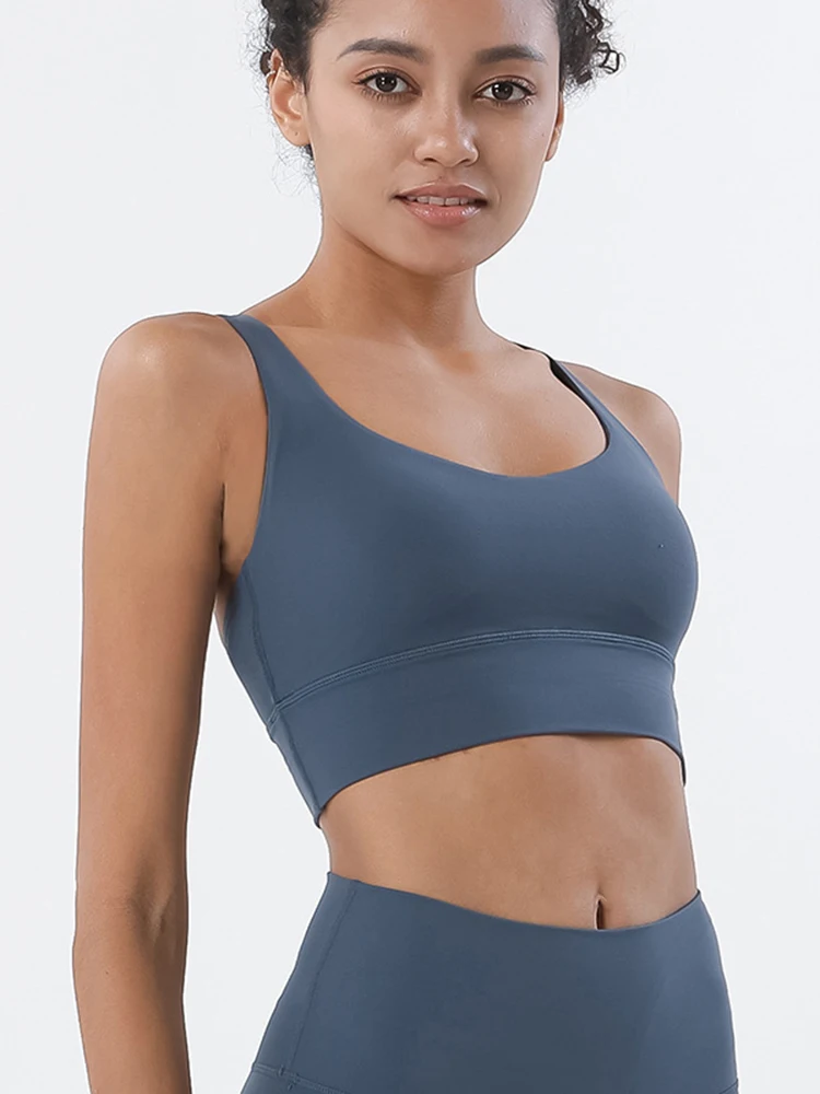 Women's Sports Bra Nylon Moisture Wicking Shockproof Bra Sports Workout Gym Clothing Tops Running Workout Yoga Bra Sportswear