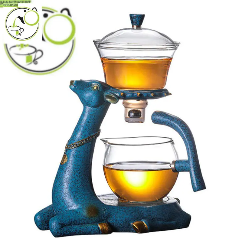 

High Borosilicate Glass Teapot Turkish Drip Pot Heat-resistant Glass Teapot With Base Puer Kettle Make Automatic Tea Cup