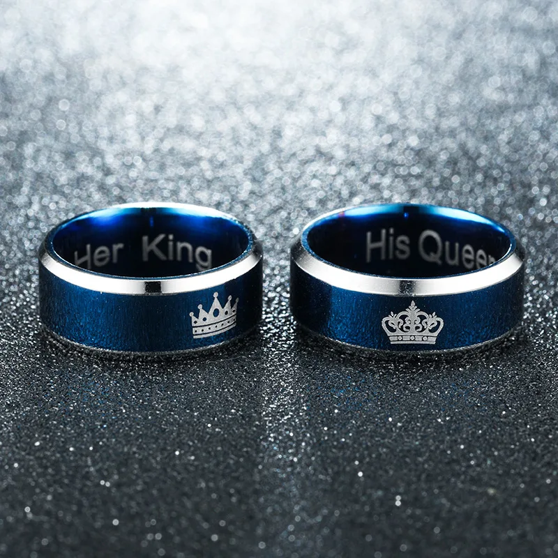 Кольца из нержавеющей стали с надписью Her King и His Queen