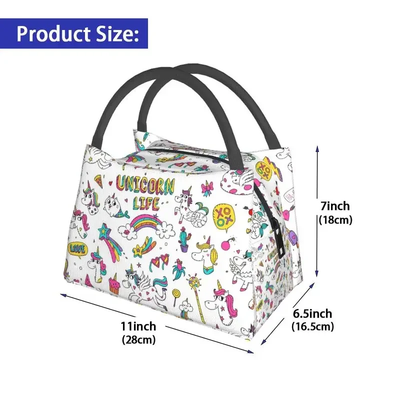 Изолированная сумка для обеда с волшебным единорогом и котом-русалкой женщин