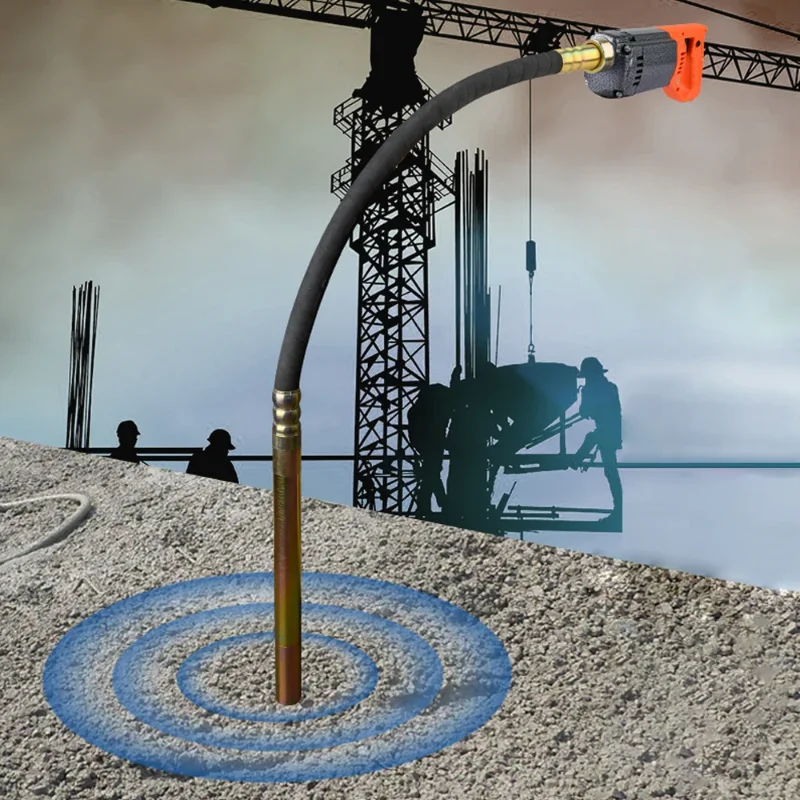 Электрический вибратор 1250 Вт Вибрационный инструмент ручной для бетона с валом