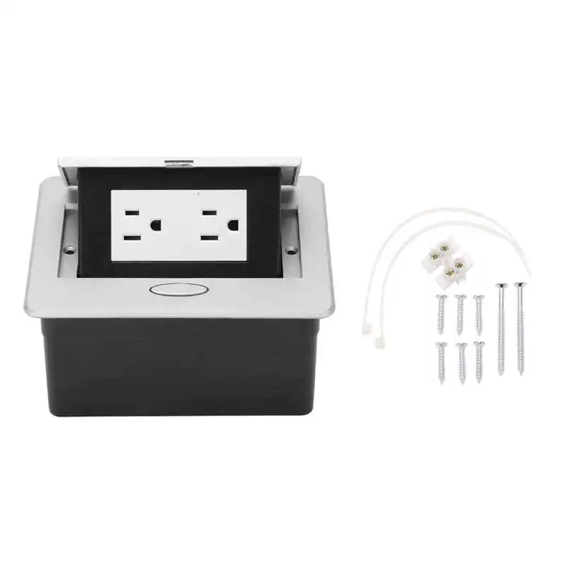 

Embedded Desktop Socket Concealed Pop-Up Socket Power Strip Desk Junction Box 2 Outlets US Standard 110‑240V