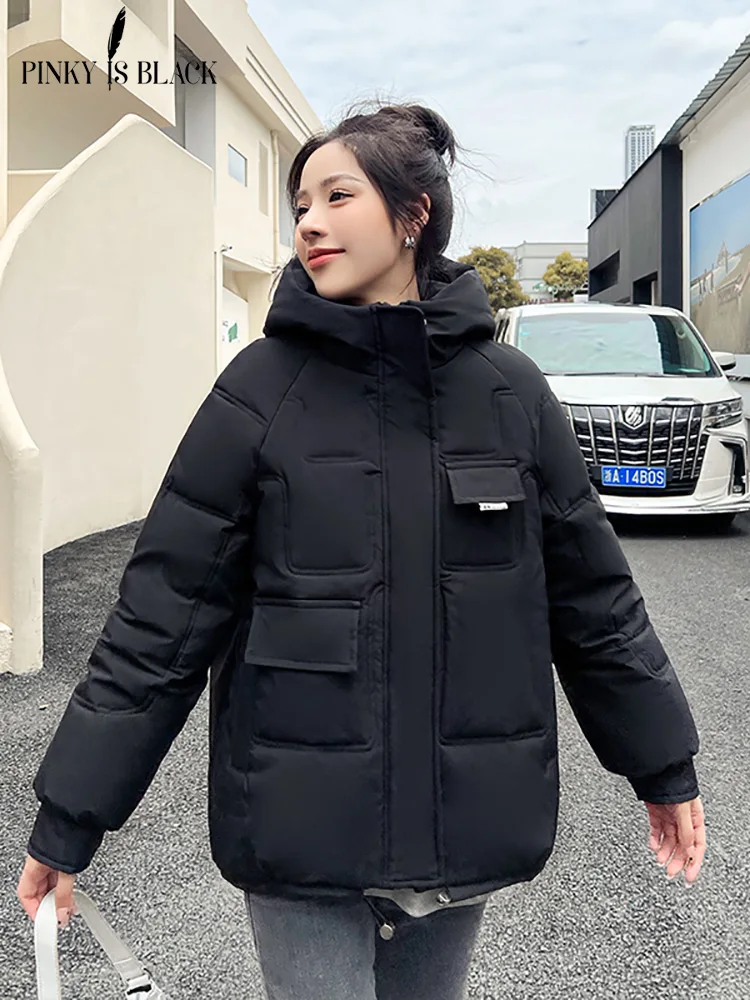 PinkyIsBlack 2022 Women Winter Puffer Parka Hooded Female Warm Thicken Overcoat Korean Style Loose Oversize Ladies Jacket Coat
