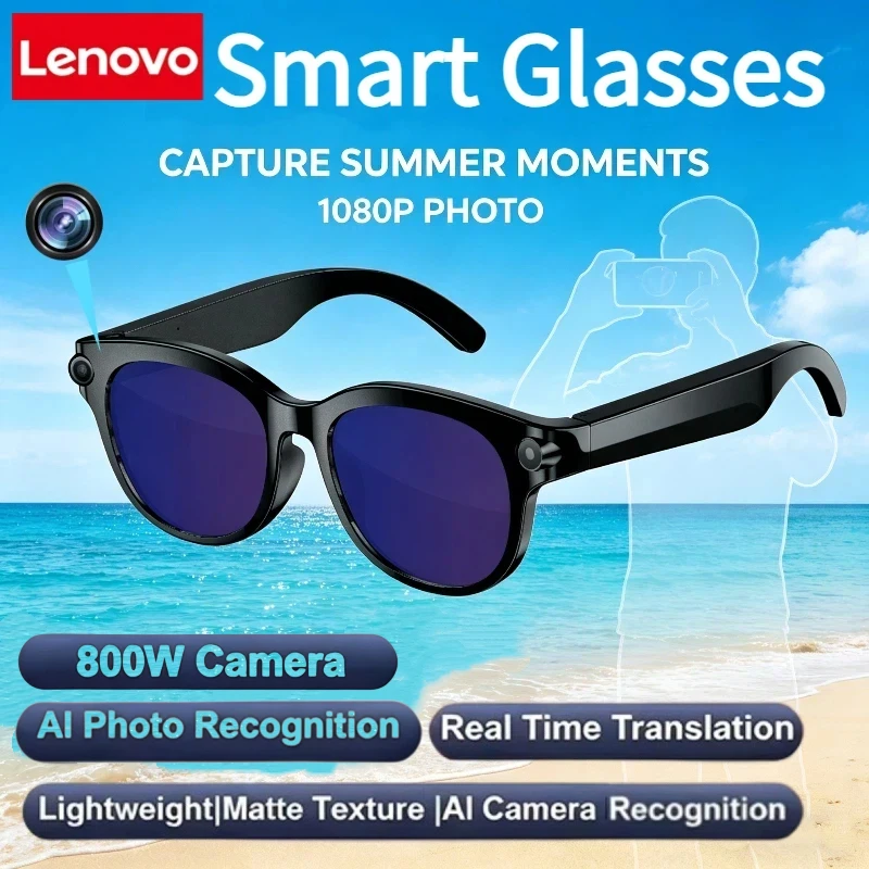 Фото Умные очки Lenovo 4K с HD-камерой, переводом на 150+ языков, ChatGPT, Wi-Fi, записью видео, Bluetooth-звонками и аудиофункциями для мужчин и женщин №5