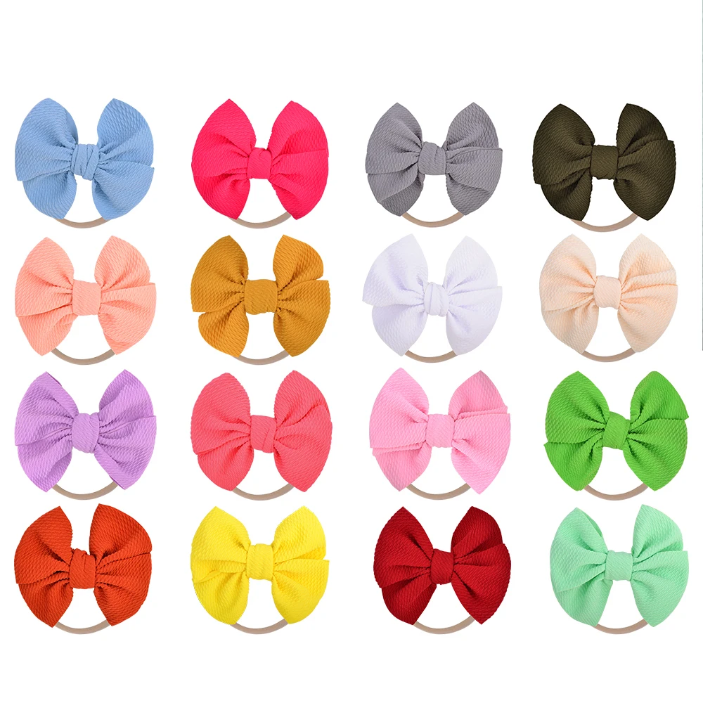 

4.8 Inches Large Nylon Bows With Elastic Hair Band Baby Headband Kids Girls Boutique Hairband Turban Headwear Hair Accessories