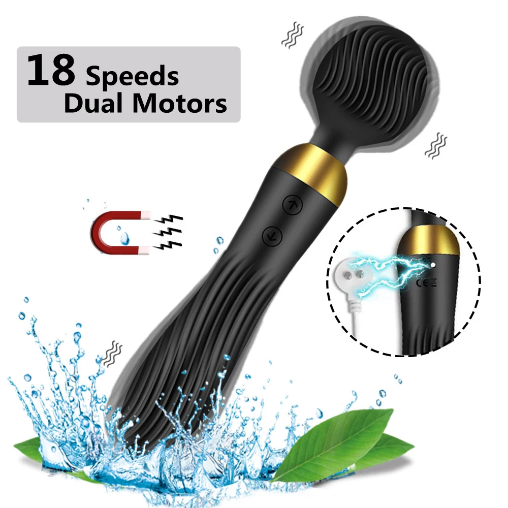 

18 Speeds Dual Motors Powerful AV Magic Wand Dildo Vibrator G-Spot Massager Clitoris Stimulator Dildo Sex Toys For Adults