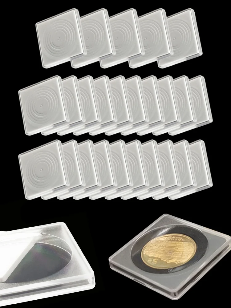 

Transparent Plastic Coin Holder Coin Collecting Box Case For 16-40mm Coins Storage Capsules Protection Square Boxes Container