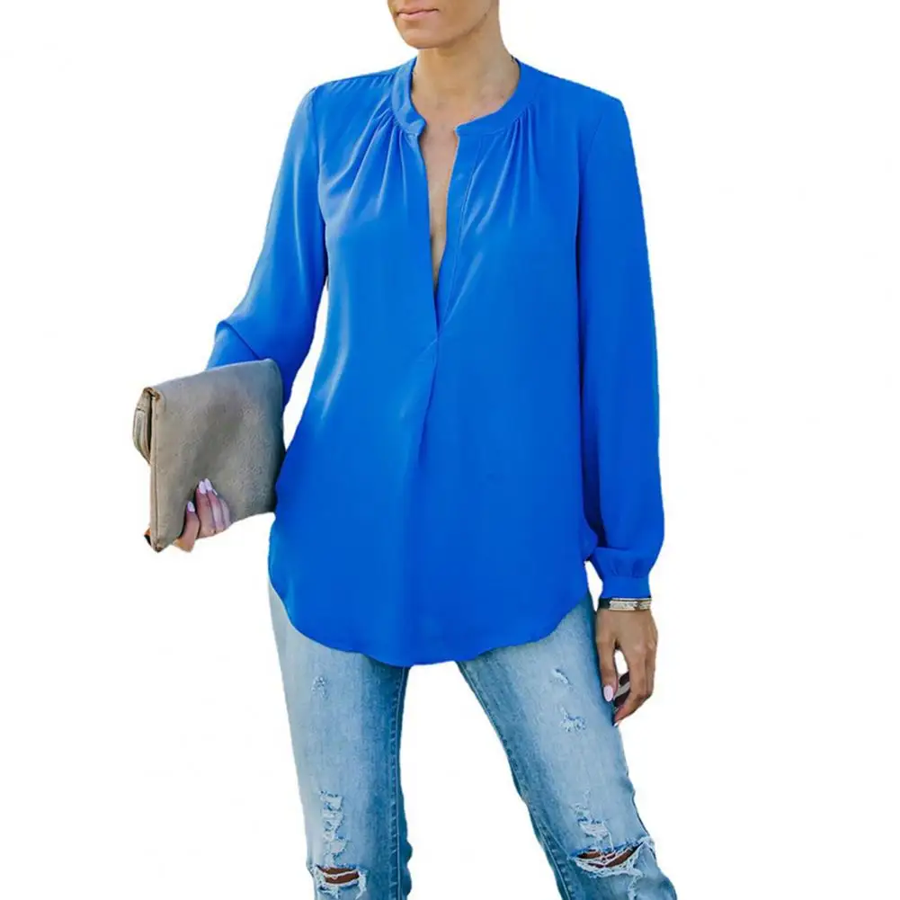 

Chic Lady Shirt Pleated Women T-shirt Pullover Lightweight Spring Blouse Warm