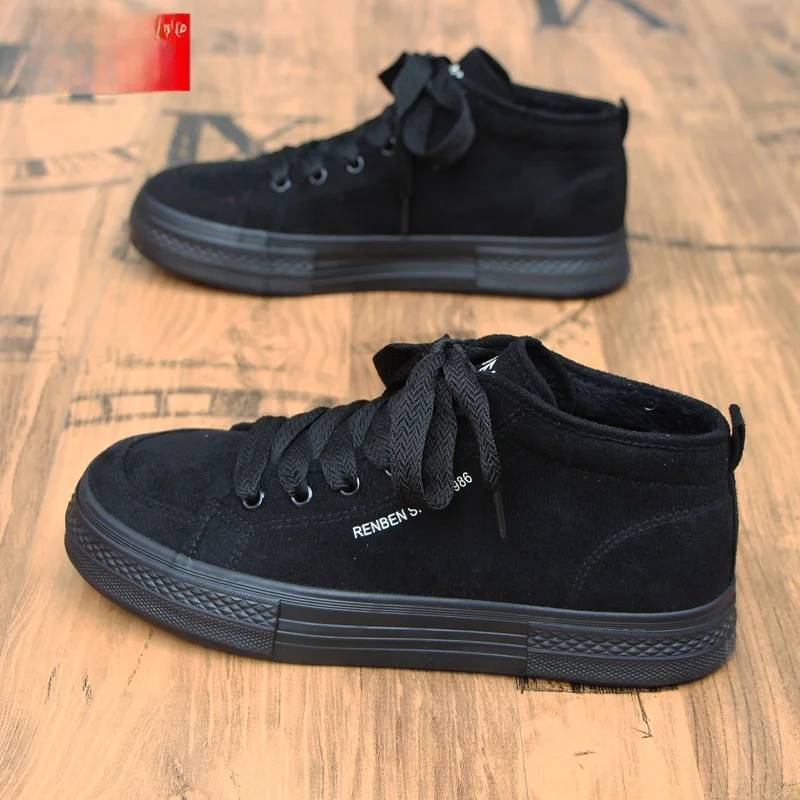 Мужская обувь Renben на хлопковой подкладке новинка зимы 2024 полностью черная