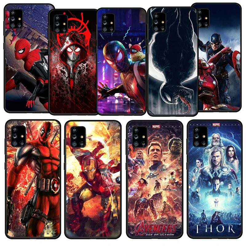 

Marvel Avengers Iron Man For Samsung Galaxy A52S A73 A72 A71 A52 A51 A12 A32 A21S TPU Soft Silicone Black Phone Case Fundas Capa