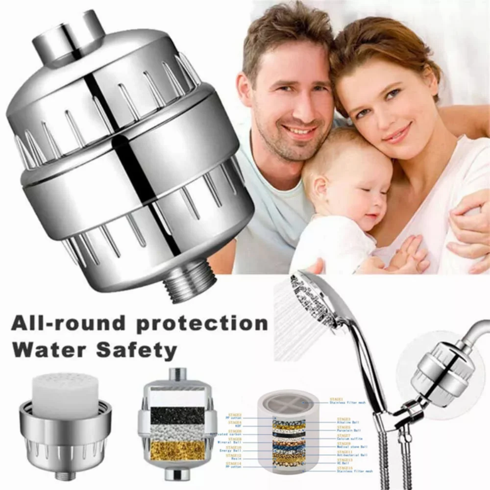 

15 Stages Shower Water Filter Removes Chlorine Fluoride Heavy Metals Filtered Showers Head Soften Hard Water Filtration Purifier