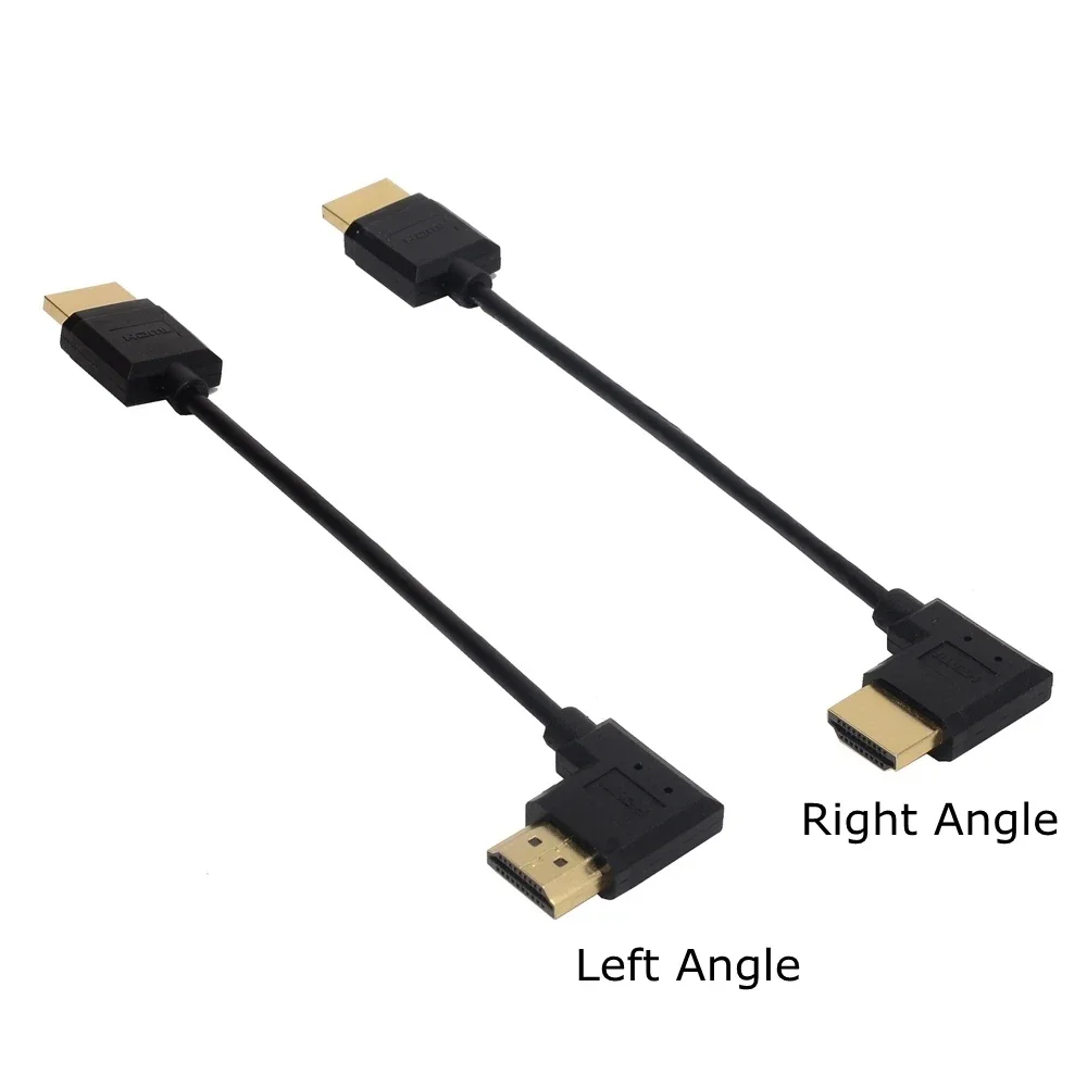 Фото Супертонкий высокоскоростной OD 3,2 мм HDMI HD-V2.0 «папа-папа» левый правый 90 угол тонкий короткий кабель 4K при 60 Гц адаптер HDTV для планшетной камеры №3