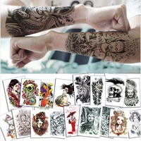 disposable tattoo stickers 40 patterns beauty and wolf half arm temporary tattoo stickers