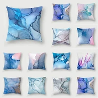 ink blue marble cushion cover square polyester sofa pillow cover rainbow color pillow case 45x45cm home decorative bedroom decor