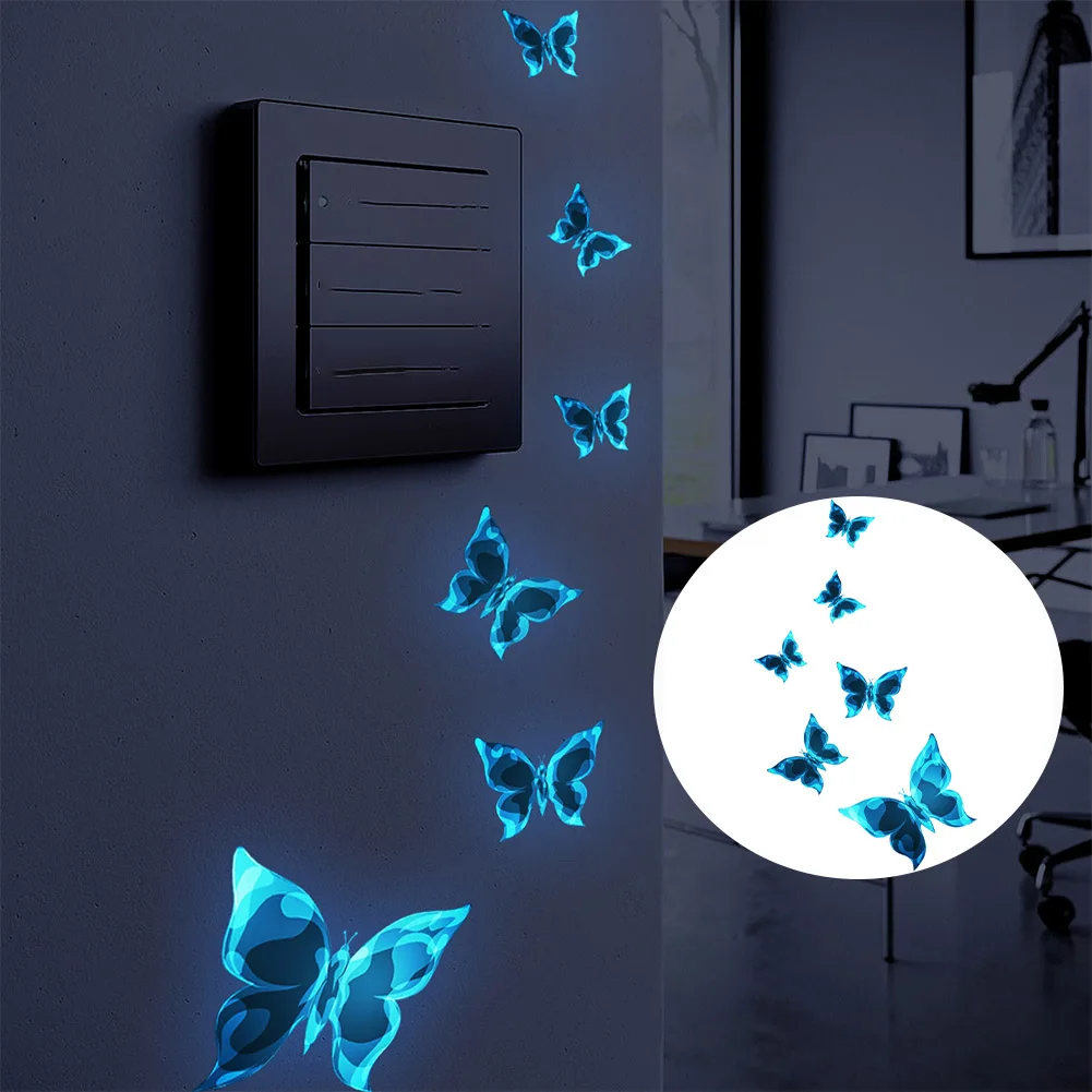 

3D Butterfly Wall Stickers Art Decal Home Room DIY Decorations Kids Decor 1 Set Glow In The Dark Home Decor Accessories 2023 New