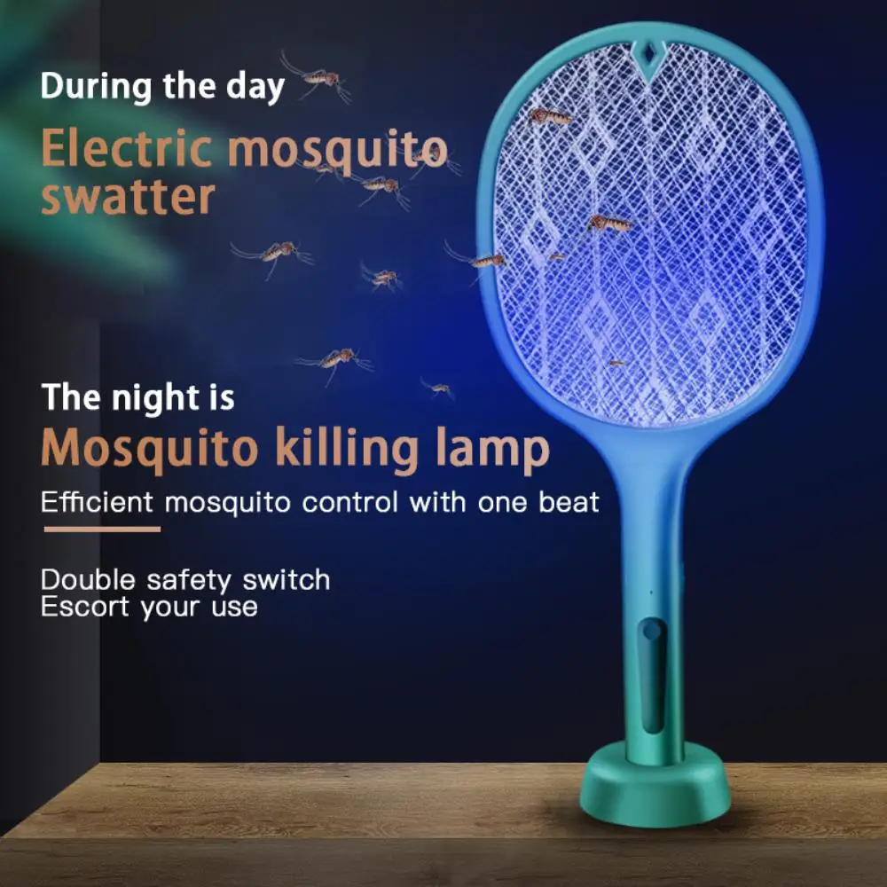 

3500V Electric Insect Racket Swatter Zapper USB Rechargeable Summer Mosquito Swatter 2 In 1 Kill Fly Bug Zapper Killer Trap