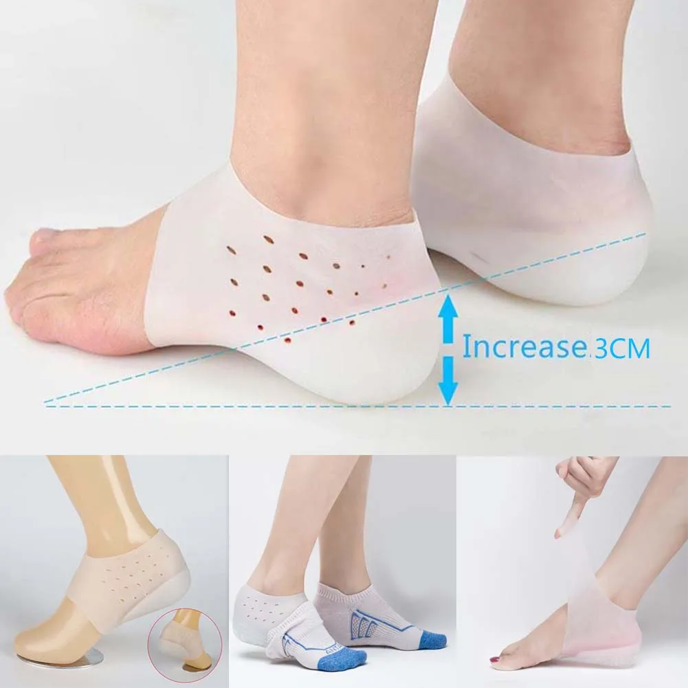 

1 Pair Concealed Footbed Enhancers Invisible Height Increase Insoles Silicone Foot Lift Pads Dress In Socks Tool