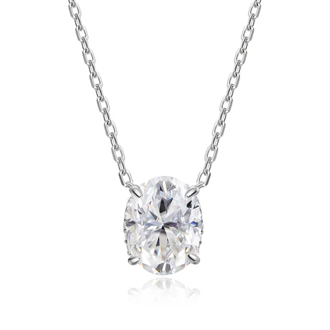 KNOBSPIN 1-4,5 карата овальной огранки муассанитовые ожерелья для женщин повседневные украшения однотонная серебряная цепочка 925 пробы с бриллиантовой подвеской подарок на день рождения