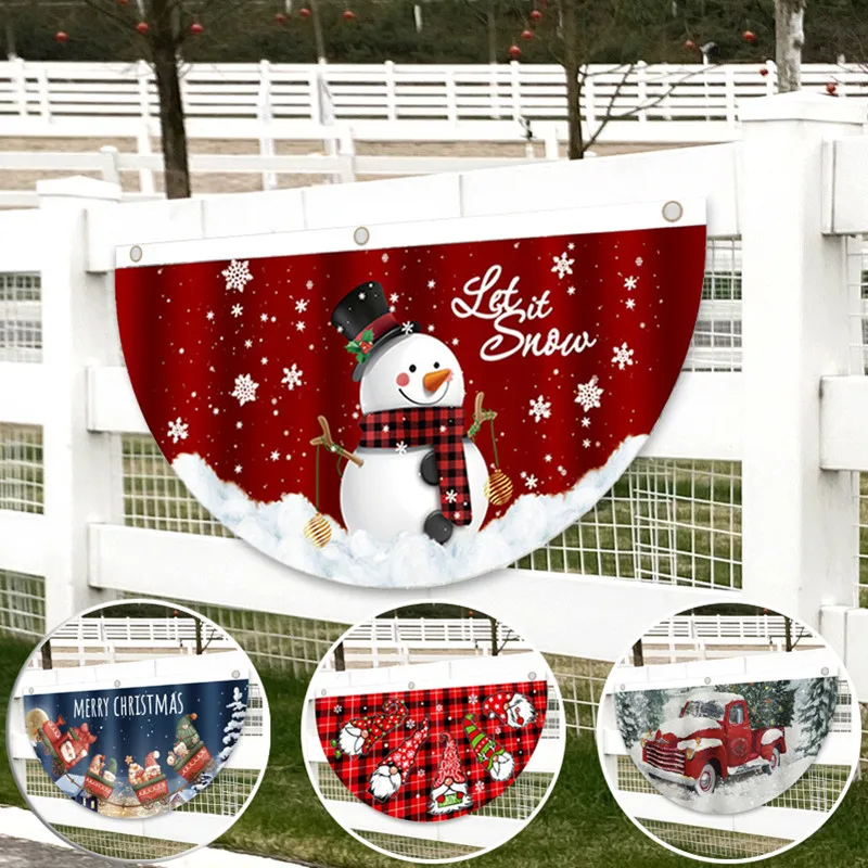 

Christmas Fan-shaped Hanging Flag New Year 2023 Home Garden Decor Christmas Tree Pendant Wind Light Xmas Ornament Navidad Noel