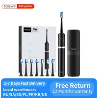 fairywill p11 sonic whitening electric toothbrush rechargeable usb charger ultra powerful waterproof 4 heads and 1 travel case