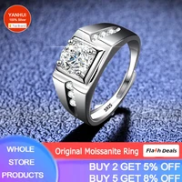 1 carat moissanite ring s925 silver rings for men gift eternity engagement wedding band if fake refund 100 times of the price