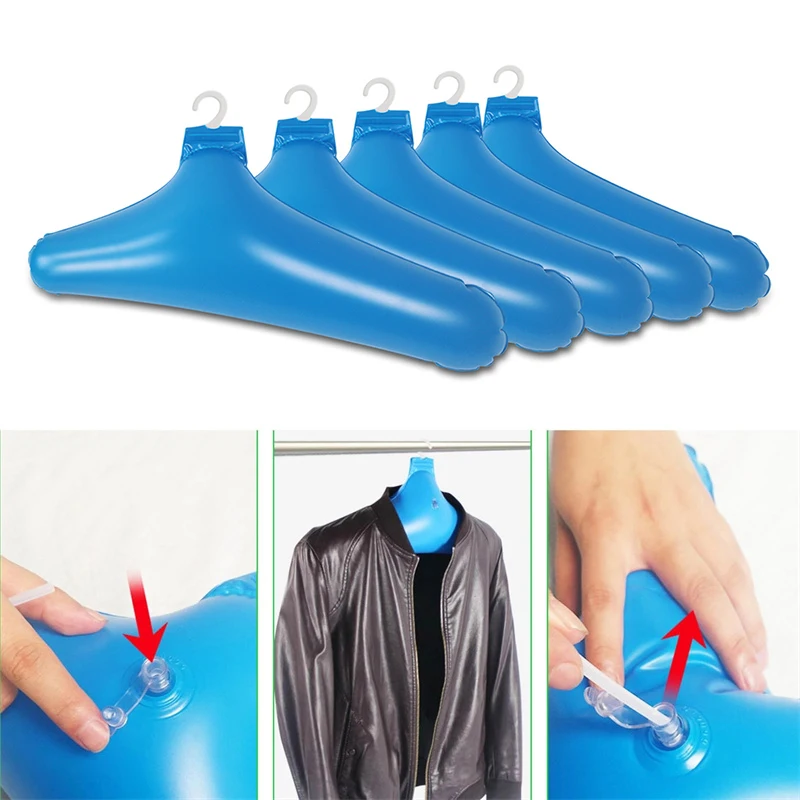 

5Pcs PVC Inflatable Clothes Hanger Foldable Travel Coat Hangers Creative Non-slip Triangular Rotatable Clothing Storage Hangers