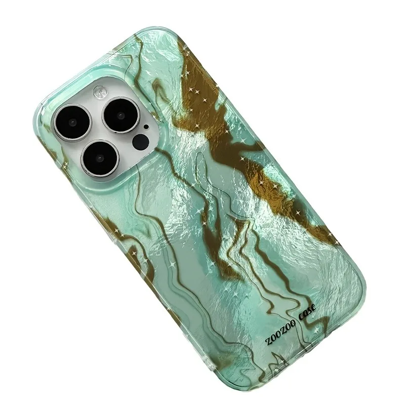 Чехол для телефона с вихревым узором сине-зеленый нерегулярным градиентом iPhone 16