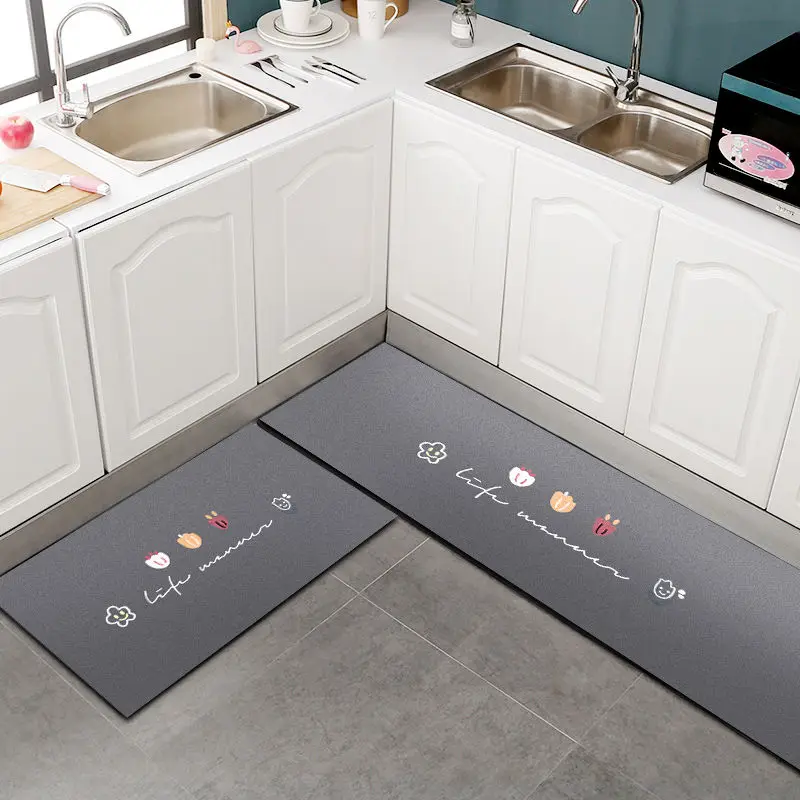 

Anti-slip Kitchen Mat for Floor Bath Absorbent Long Strip Carpet Entrance Doormat Tapete Area Rugs Gray Home Living Bedroom Pad
