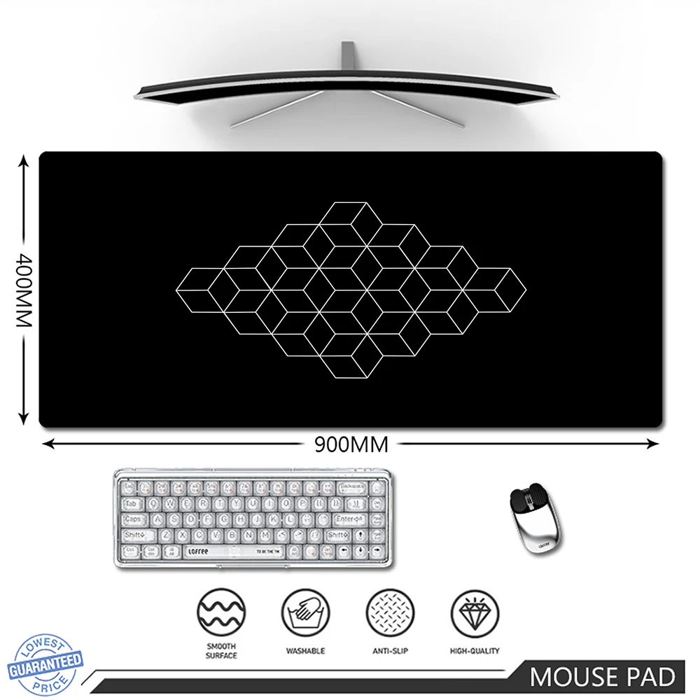 

Geometric Mouse Pad Gaming Mousepad Computer Gamer Extended Mouse Mat Large Black Mause Carpet XL 80x30cm Rubber Keyboard Pads