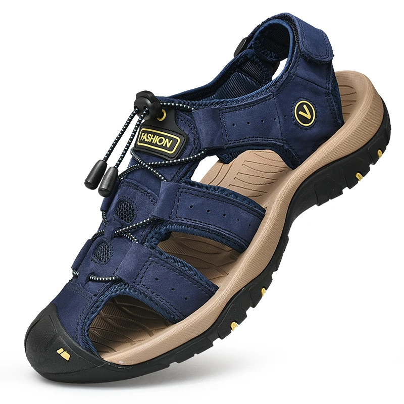 2023 Genuine Leather Men Shoes Summer New Large Size Men's Sandals Men Sandals Fashion Sandals Slippers Big Size 38-47 images - 6