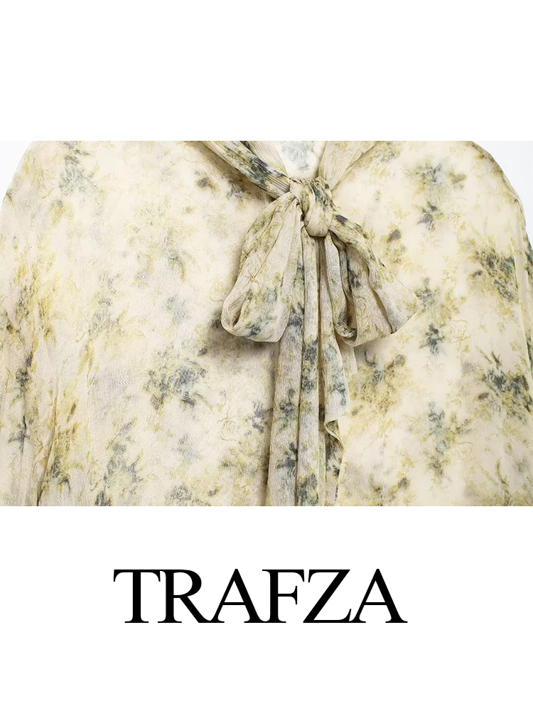 Женская свободная рубашка с длинным рукавом принтом