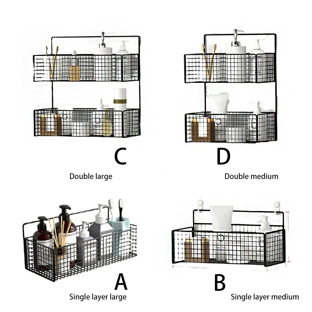 

Bathroom Towel Shelf No Punching Kitchen Rack Cosmetics Study Room Multi-function Storage Basket Single Layer Large
