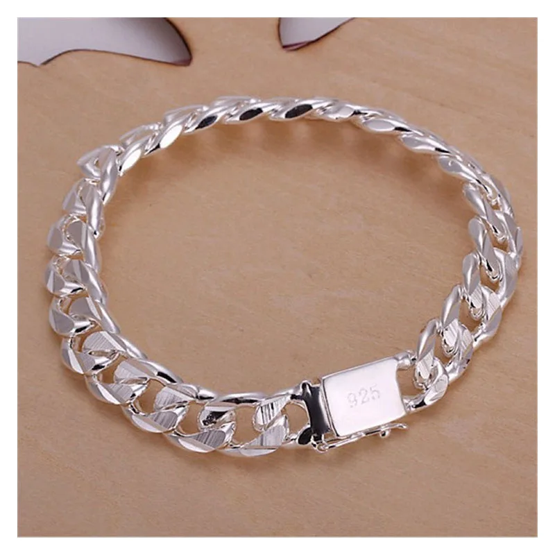 

High Quality Fashion Hot Sale 925 Silver Bracelets Charm 7.5MM Chain Men Women Wedding Gift Free Shipping Factory Price