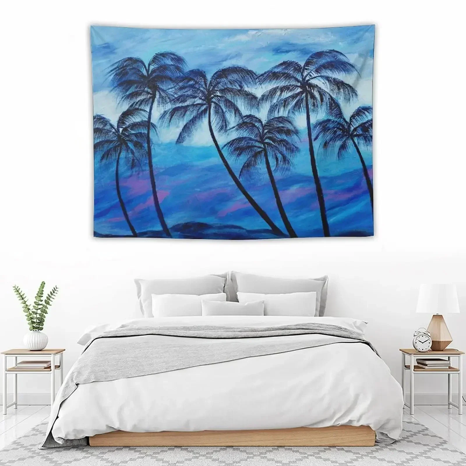 Гобелен с голубыми пальмами украшения для дома предметы стен гобелен