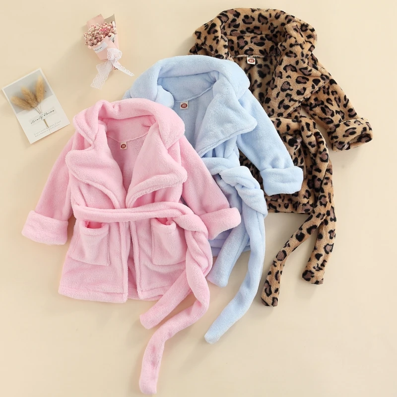 

Cute Children Kids Flannel Animals Bath Robes Baby Boys Girls Leopard Print Bath Towel Christmas Winter Xmas Kids Clothing